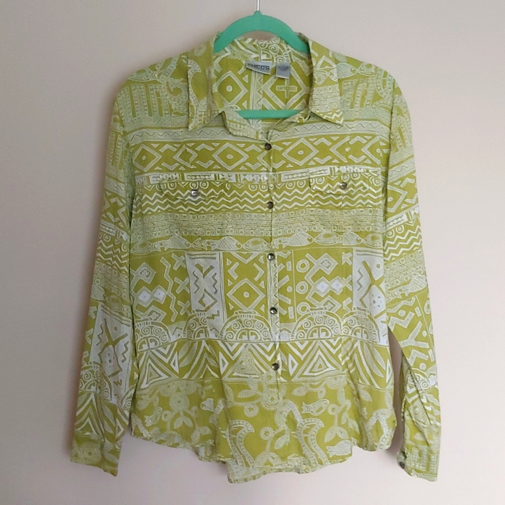 Chino's Cotton Green Button Down Size 2